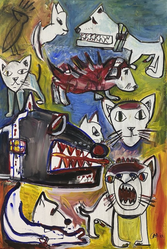Toile chiens acrylique
